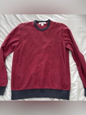 Amazon Essentials Men's Red Crewneck Sweater with Contrast Trim